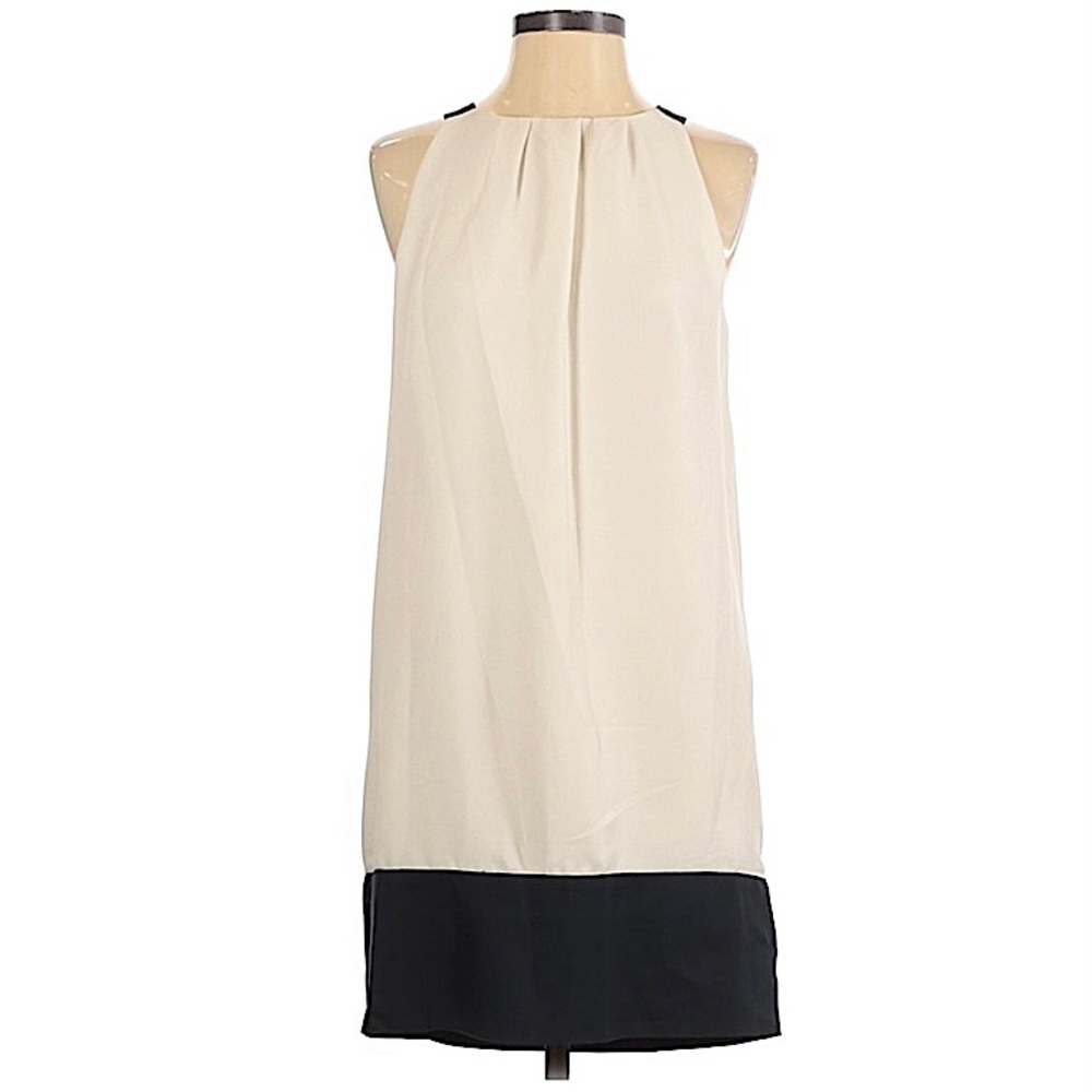 𝅺ZARA Basic Ivory and Black Color Block Sleeveless Mini Dress Size XS